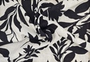 Viscosa lino flores blanco negro