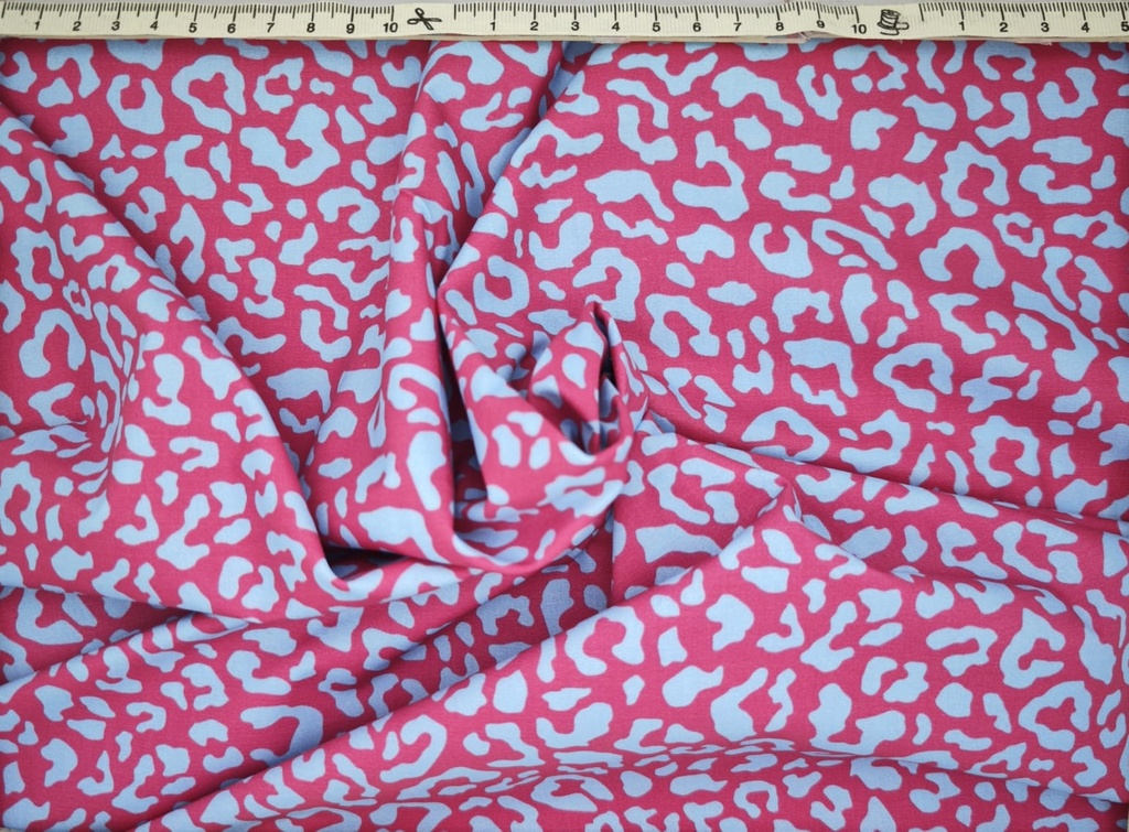 Algodón leopardo fucsia turquesa