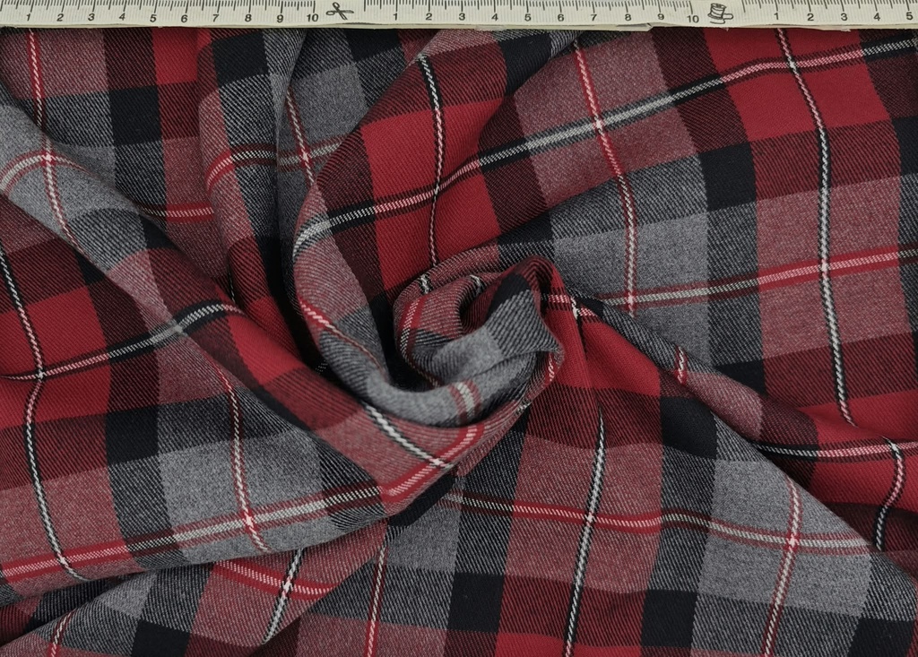 Tartán scot negro gris rojo