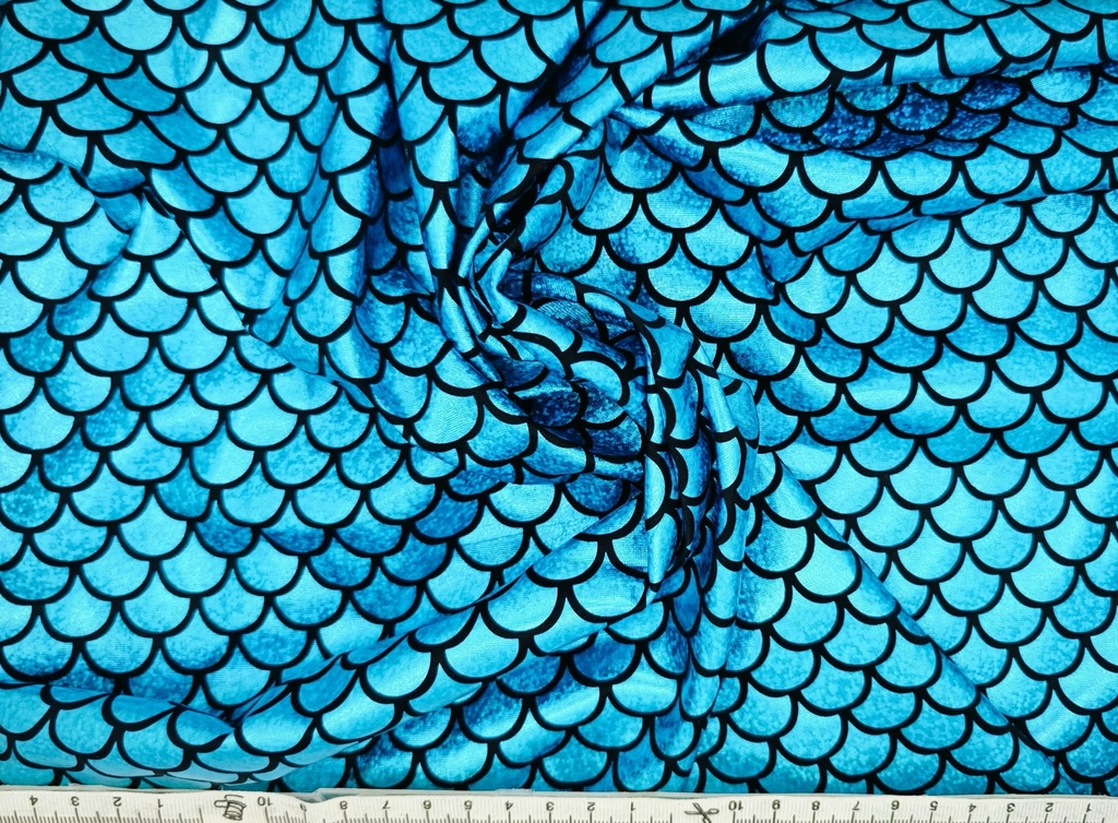 Lamé sirena escamas turquesa