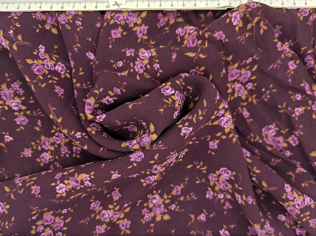 Crepé berenjena flor rosa