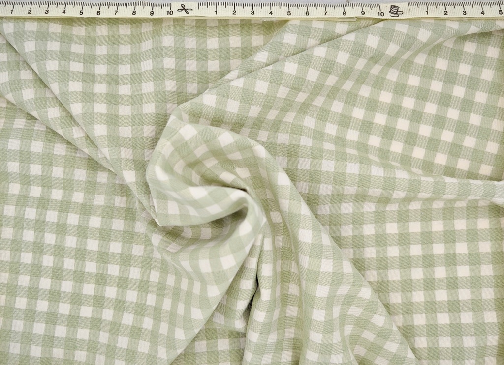 Vichy seersucker bicolor crema verde jade