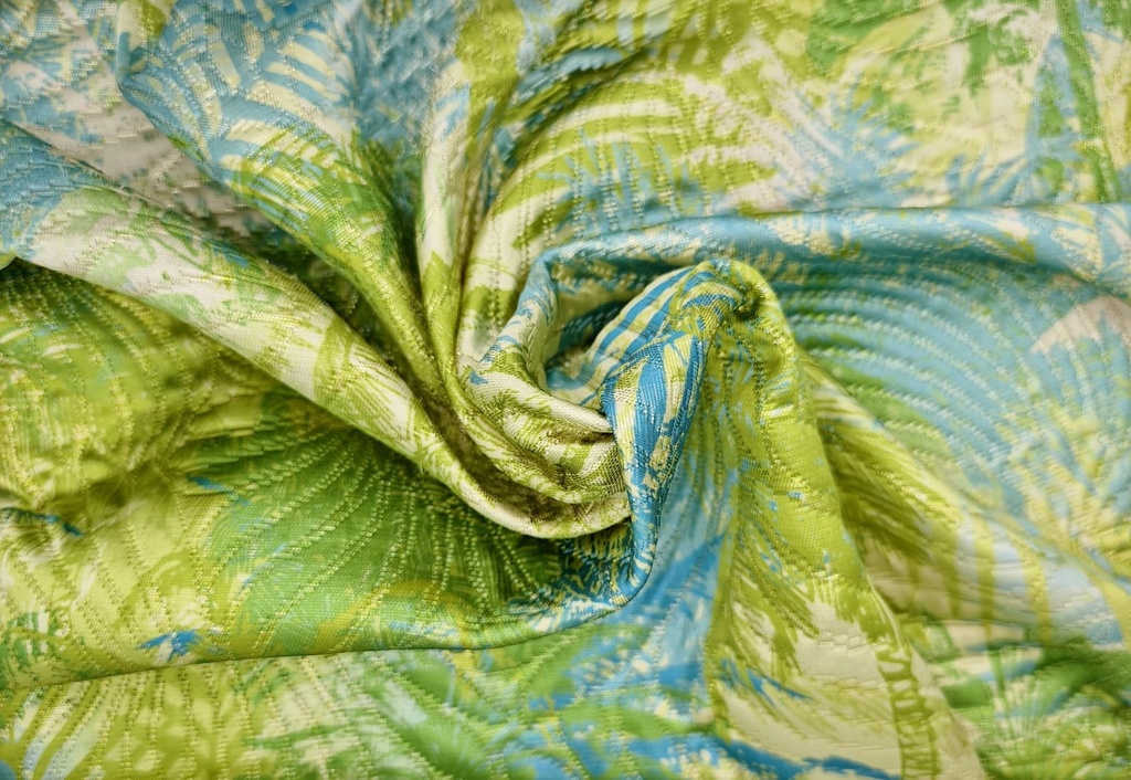 Brocado helechos turquesa verdes