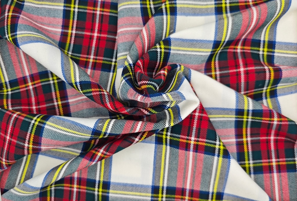 Escoces cuadros blanco rojo verde