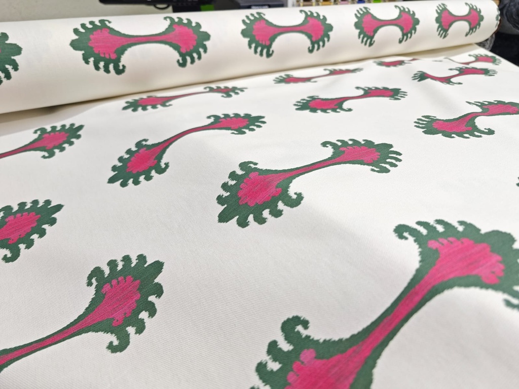 Half panama ikat verde coral