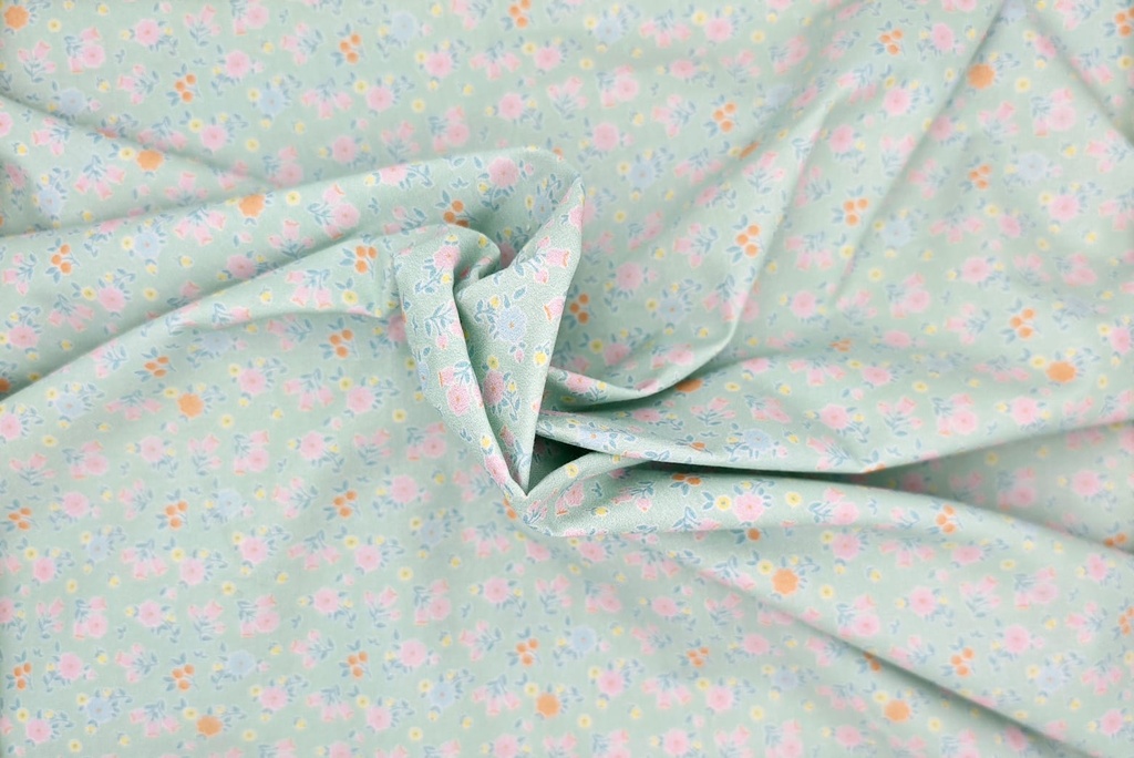 Algodón flor liberty agua rosa 150