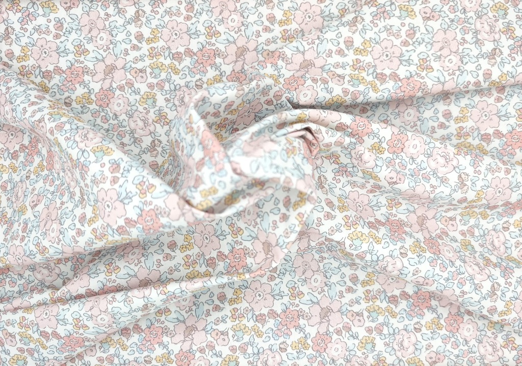 Algodón flor liberty rosa celeste