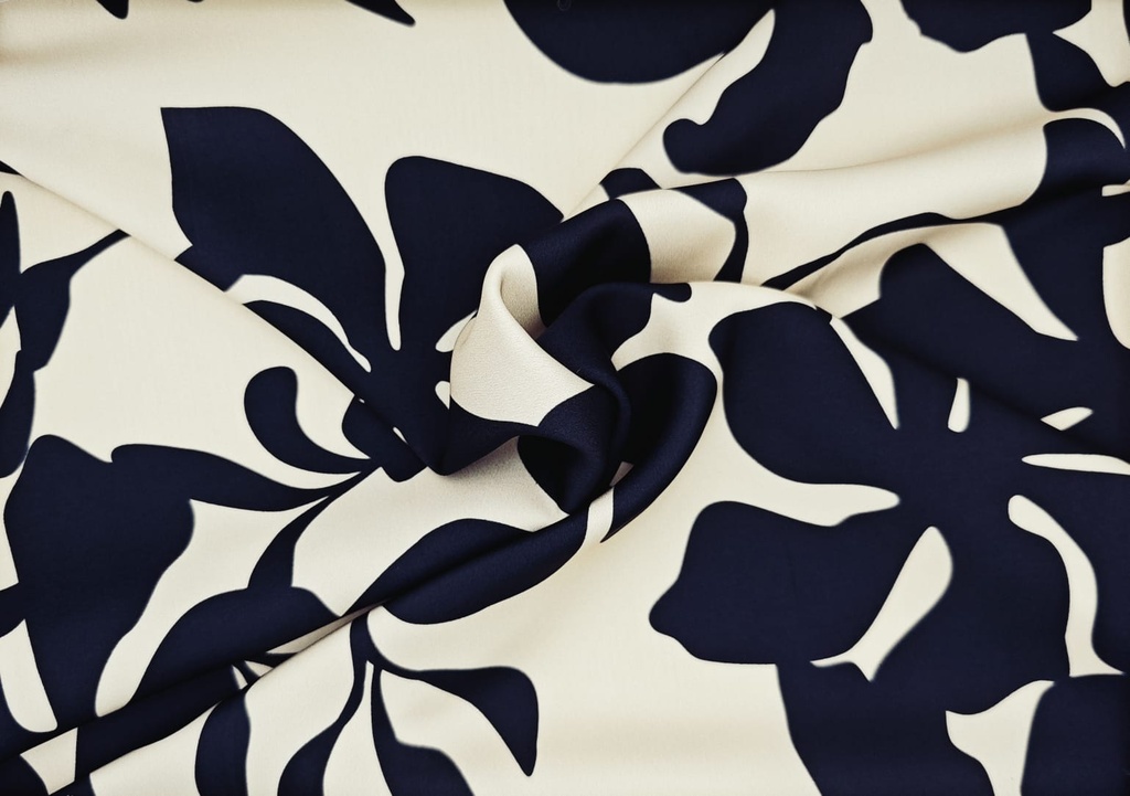 Satén beige palmas negro