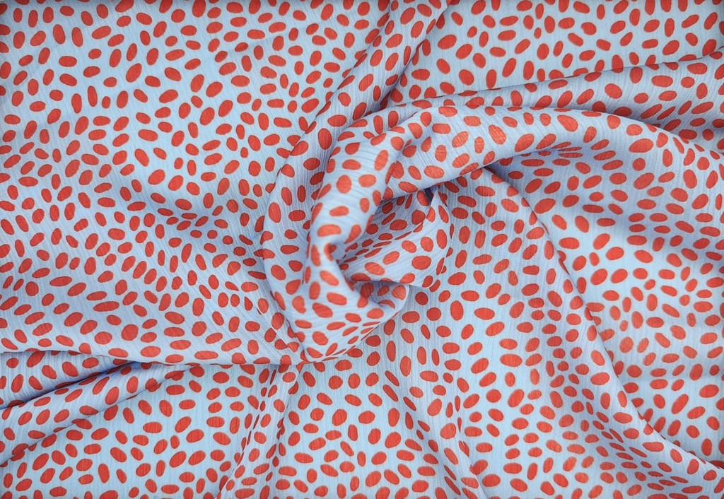 Satén lunares azul rojo