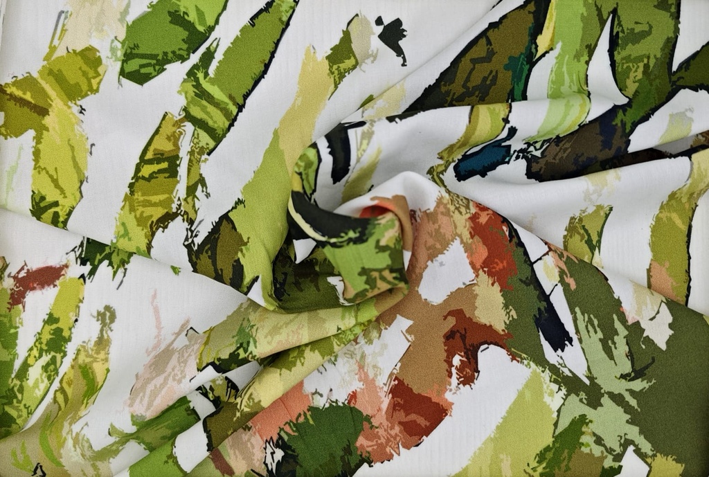 Viscosa abstractos blanco verde marrón