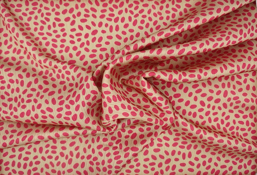 Satén lunares beige fucsia