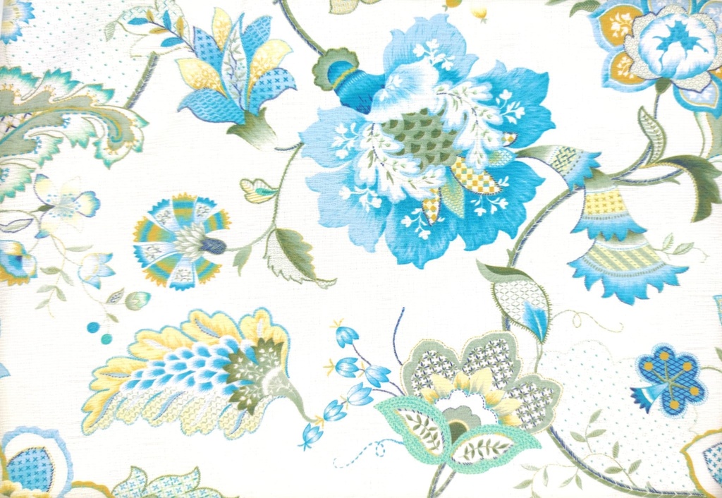 Piqué jacquard flores turquesas﻿