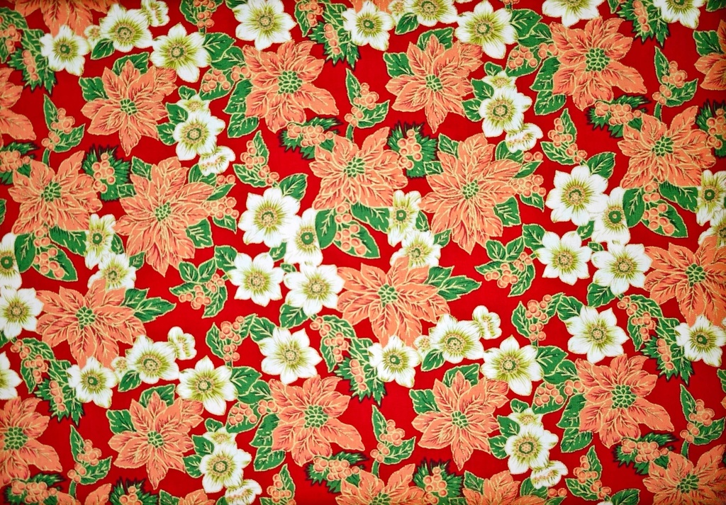 Popelin navideño acebos rojo