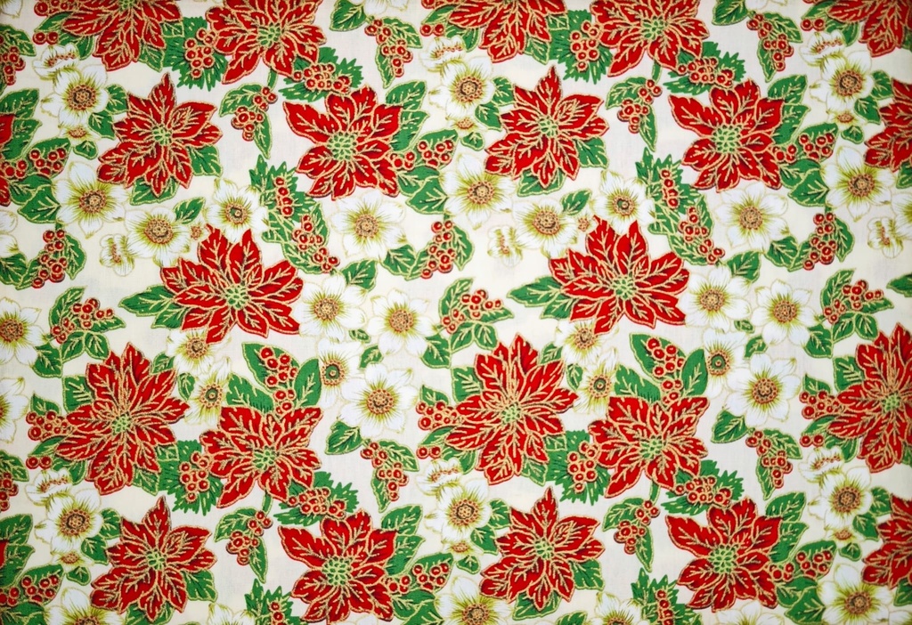 Popelin navideño acebos blanco