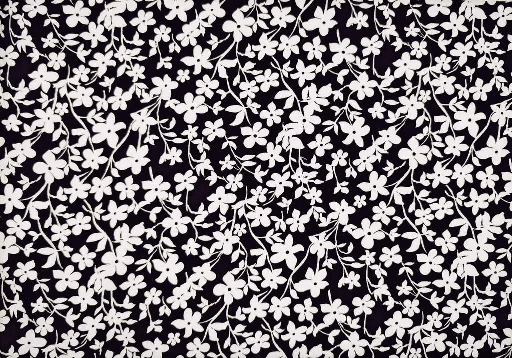 Viscosa flor negro blanco
