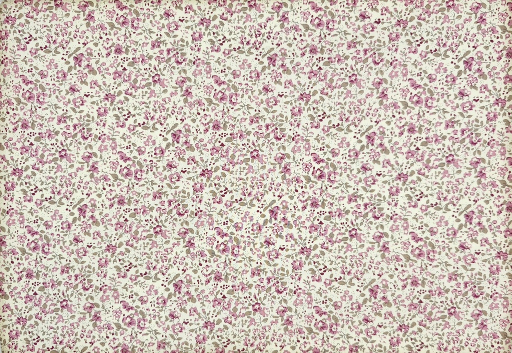 Popelin beige florecita rosa palo