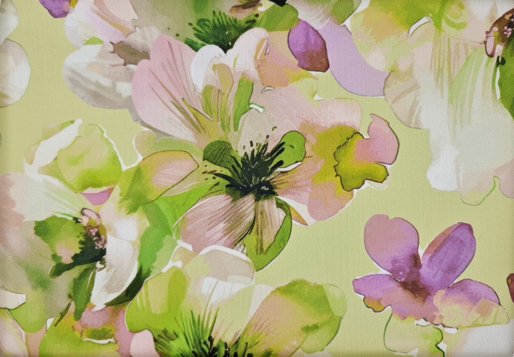 Satén verde flores malva