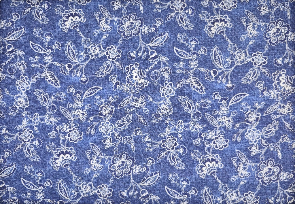 Popelin tejano flores blancas