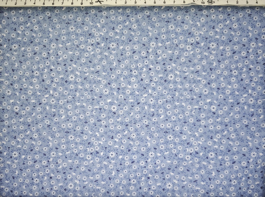 Algodón azul ceniza florecitas