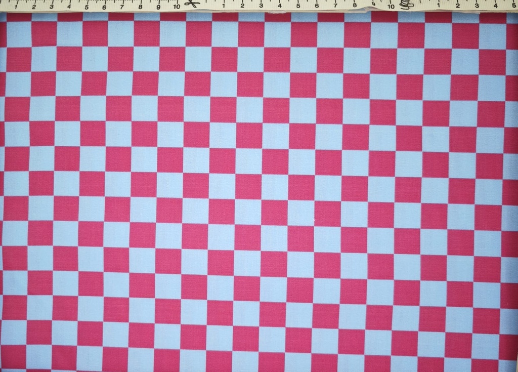 Algodón damero fucsia turquesa (copia)
