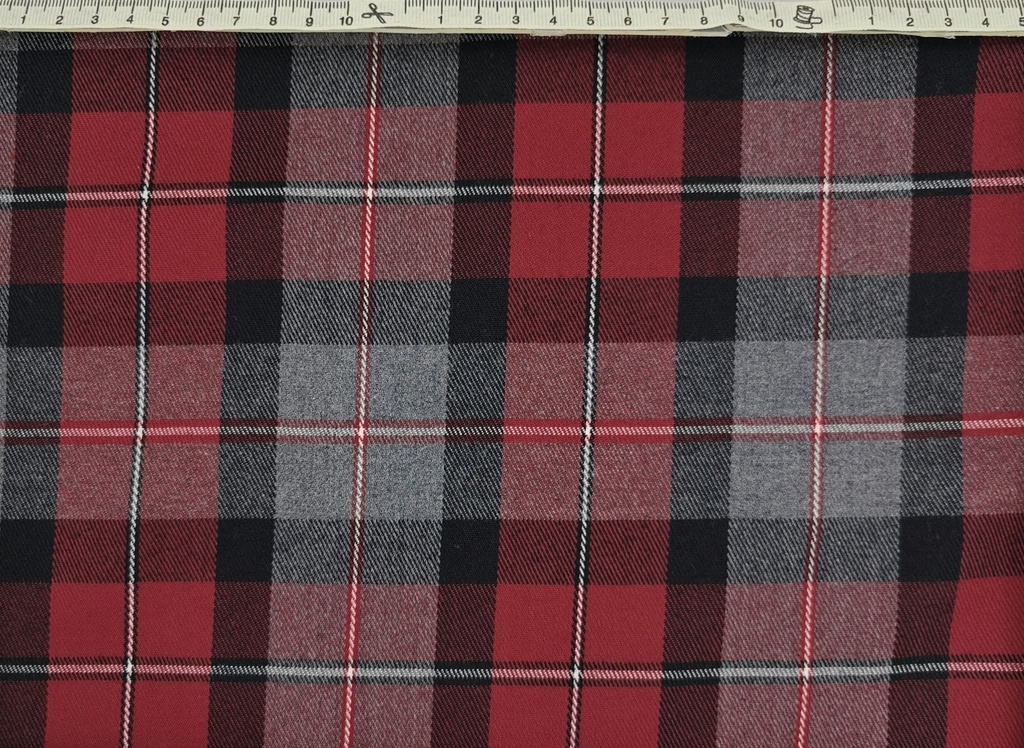 Tartán scot negro gris rojo