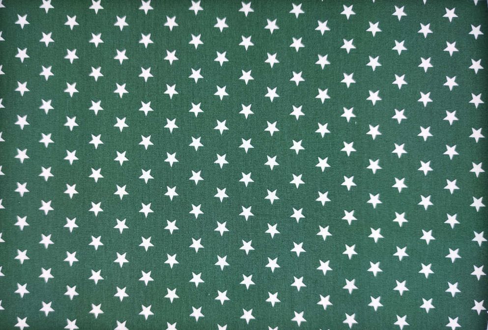 Popelin verde botella con estrellas.