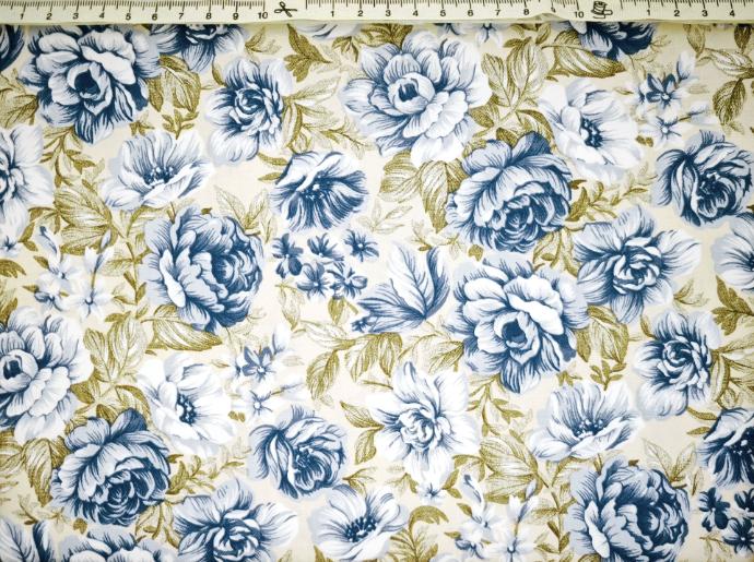Viella beige flor azul ceniza