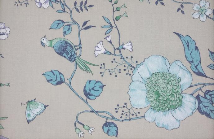Viella flor y pájaro beige turquesa
