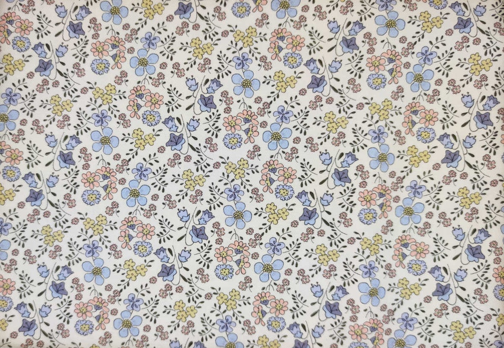 Viella beige flores celeste multicolor