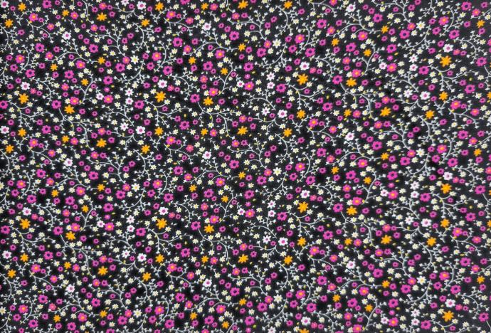 Viscosa flores negro multicolor