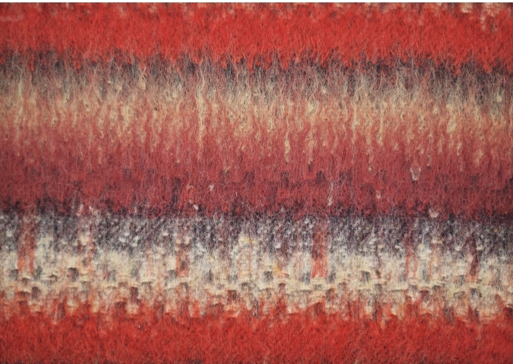 Paño cachemir  rayas beige rojo morado