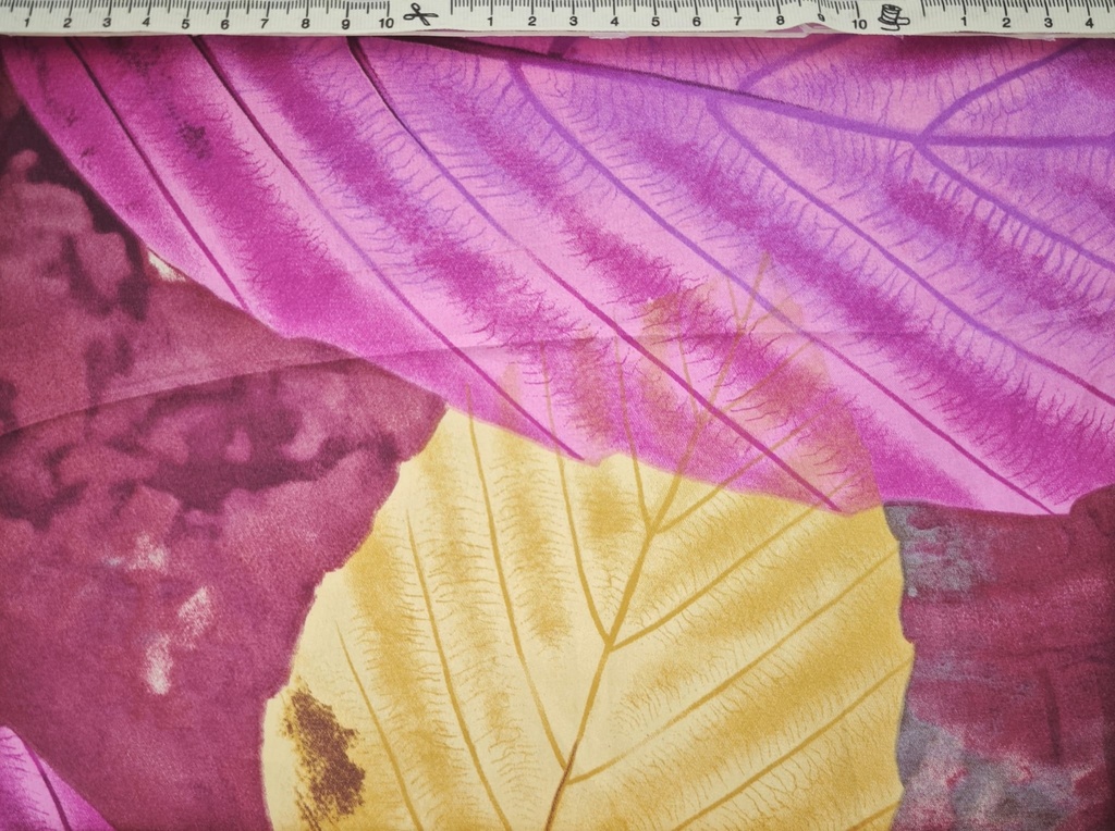 Saten hojas ocre granate y fucsia