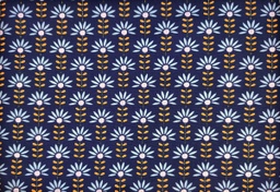 Popelin azul navy con margaritas celestes  y ocres