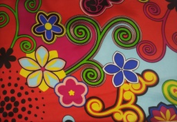 Raso hippy flores rojo