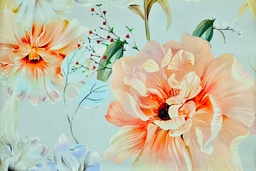 [21687] Satén algodón digital flores