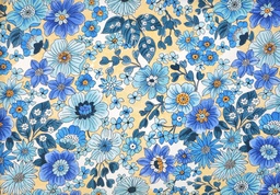 [PE5373] Popelin flores 50's azules