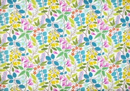 [313525] Popelin flor y hojas verde fucsia