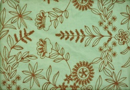 [796872] Popelín verde bordado marrón